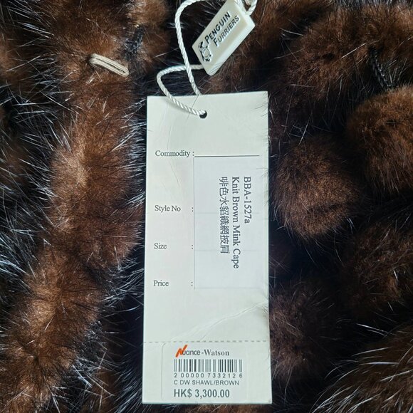 NWT~$424~BROWN RANCH GENUINE REAL MINK FUR TAILS STOLE CAPE WRAP SHAWL COAT - Picture 15 of 16